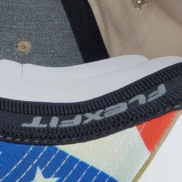 NWT Hooey Chris Kyle Brown Camo Men's Trucker Hat Flexfit American Flag S-M - Picture 11 of 15